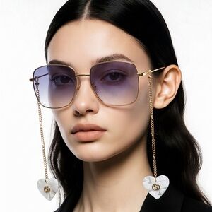Gucci  GG1031s 004 Women's Gold Frame Sunglasses with Blue Gradient Lenses